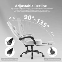 Chaise de jeu d'ordinateur MAYEERTY avec support lombaire Hauteur réglable Roues rotatives à 360° Accoudoirs et appuie-tête inclus
