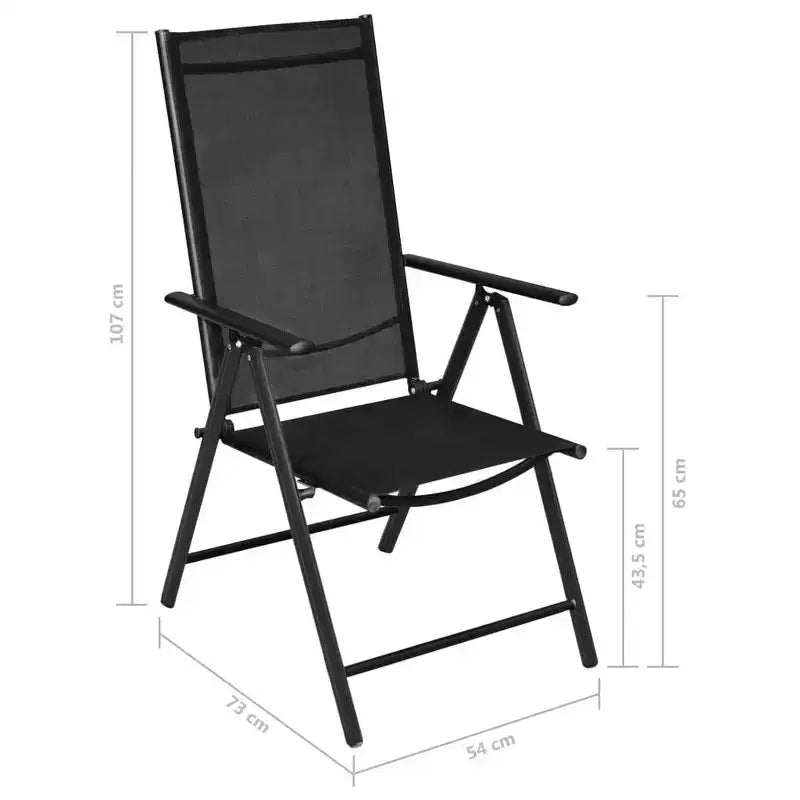 vidaXL Ensemble bistro Noir Aluminium thermolaqué, textilène, verre, acier