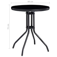 vidaXL Ensemble bistro Noir Aluminium thermolaqué, textilène, verre, acier