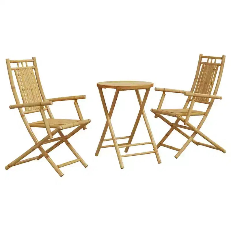 vidaXL Ensemble de bistro Bambou naturel 2 places Ensemble de bistro pliable