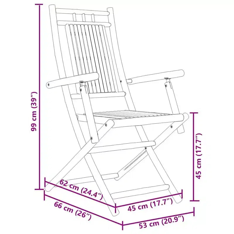 vidaXL Ensemble de bistro Bambou naturel 2 places Ensemble de bistro pliable