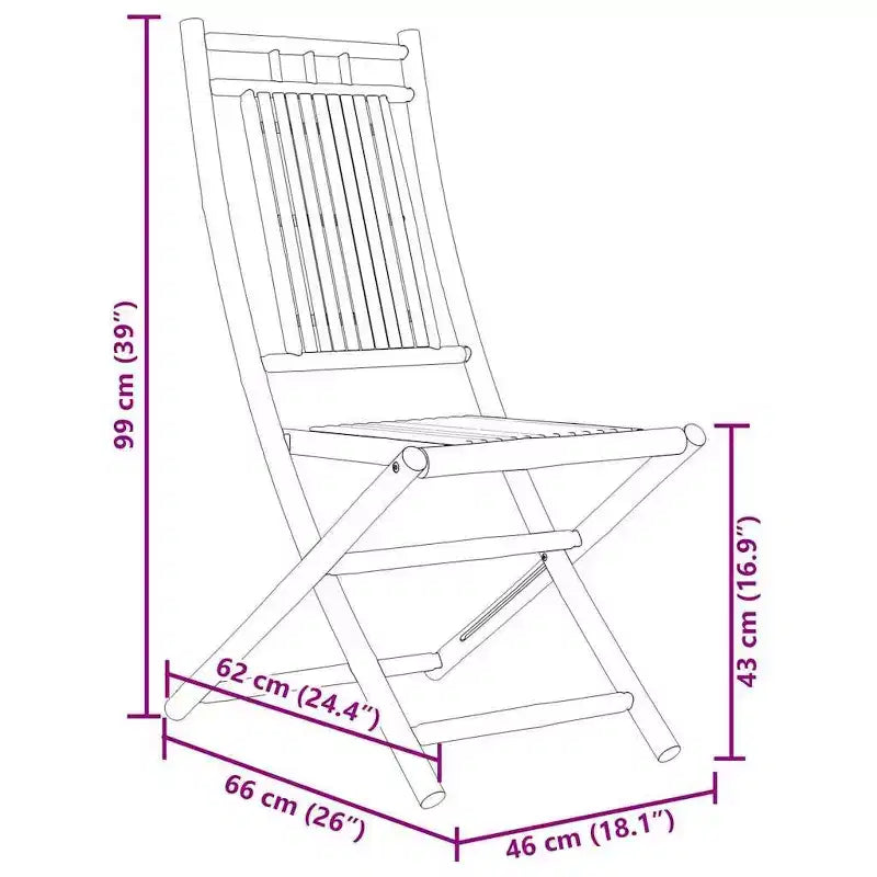 vidaXL Ensemble bistro en bambou naturel, 3 pièces, pliable