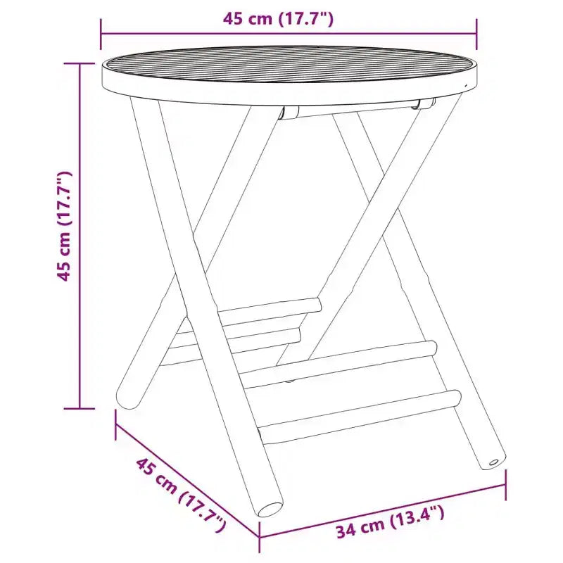 vidaXL Ensemble bistro en bambou naturel, 3 pièces, pliable