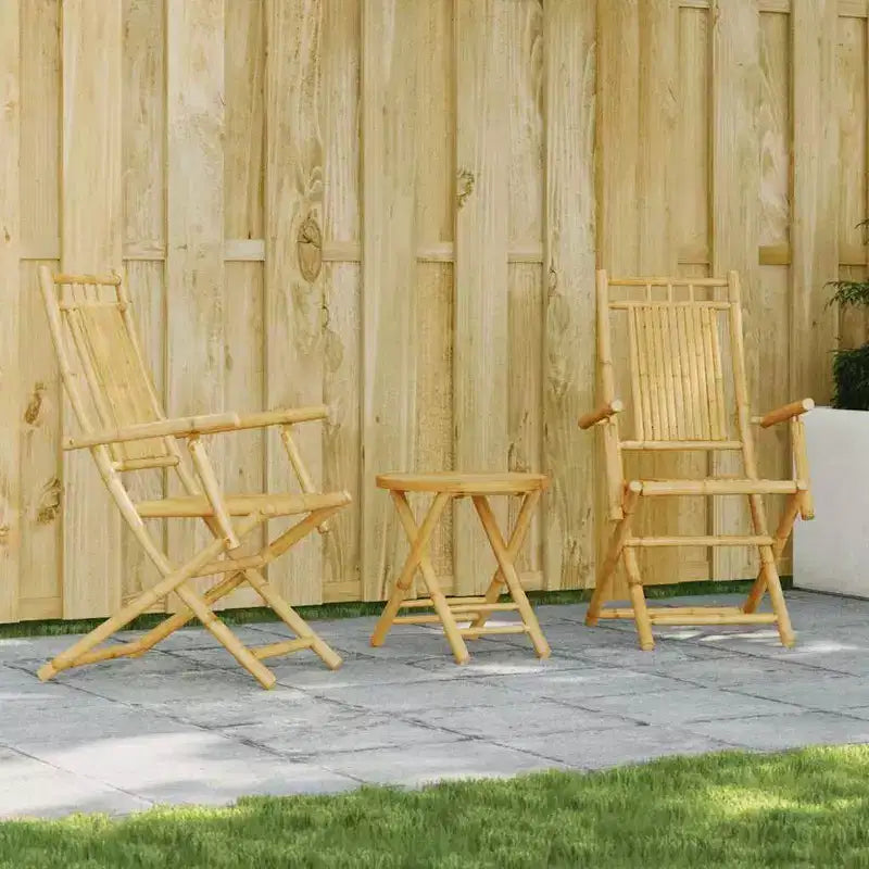 vidaXL Ensemble de bistro en bambou naturel, compact et pliable