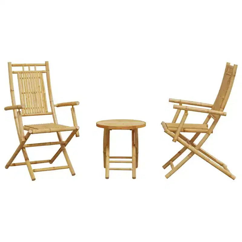 vidaXL Ensemble de bistro en bambou naturel, compact et pliable