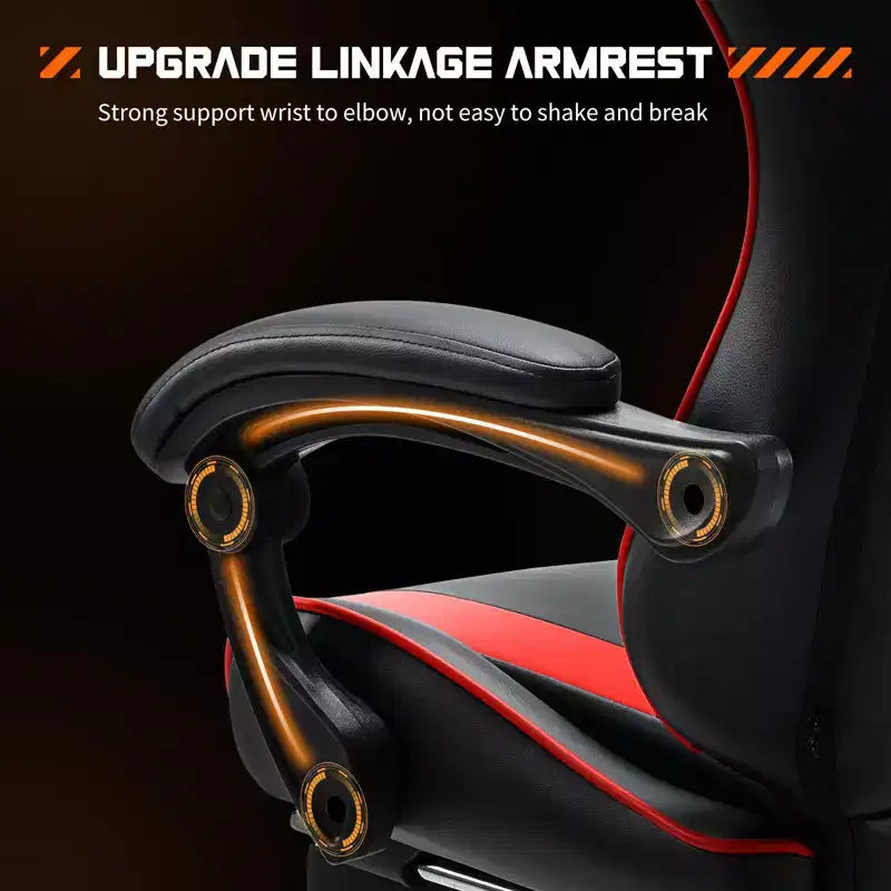 Chaise gaming ergonomique Okak avec repose-pieds et soutien lombaire, chaise d'ordinateur avec appui-tête et accoudoir, chaise à roulettes pour l'étude, le bureau