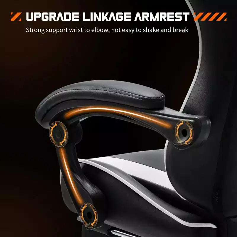 Chaise gaming ergonomique Okak avec repose-pieds et soutien lombaire, chaise d'ordinateur avec appui-tête et accoudoir, chaise à roulettes pour l'étude, le bureau