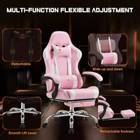 Chaise gaming ergonomique Okak avec repose-pieds et soutien lombaire, chaise d'ordinateur avec appui-tête et accoudoir, chaise à roulettes pour l'étude, le bureau