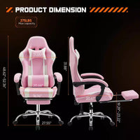 Chaise gaming ergonomique Okak avec repose-pieds et soutien lombaire, chaise d'ordinateur avec appui-tête et accoudoir, chaise à roulettes pour l'étude, le bureau