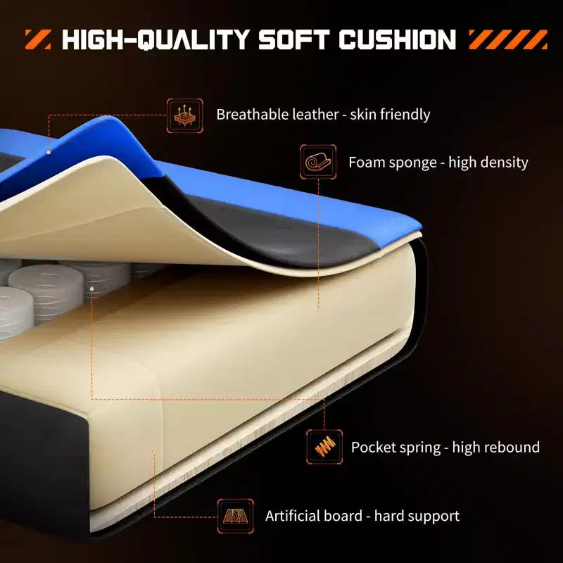 Chaise gaming ergonomique Okak avec repose-pieds et soutien lombaire, chaise d'ordinateur avec appui-tête et accoudoir, chaise à roulettes pour l'étude, le bureau