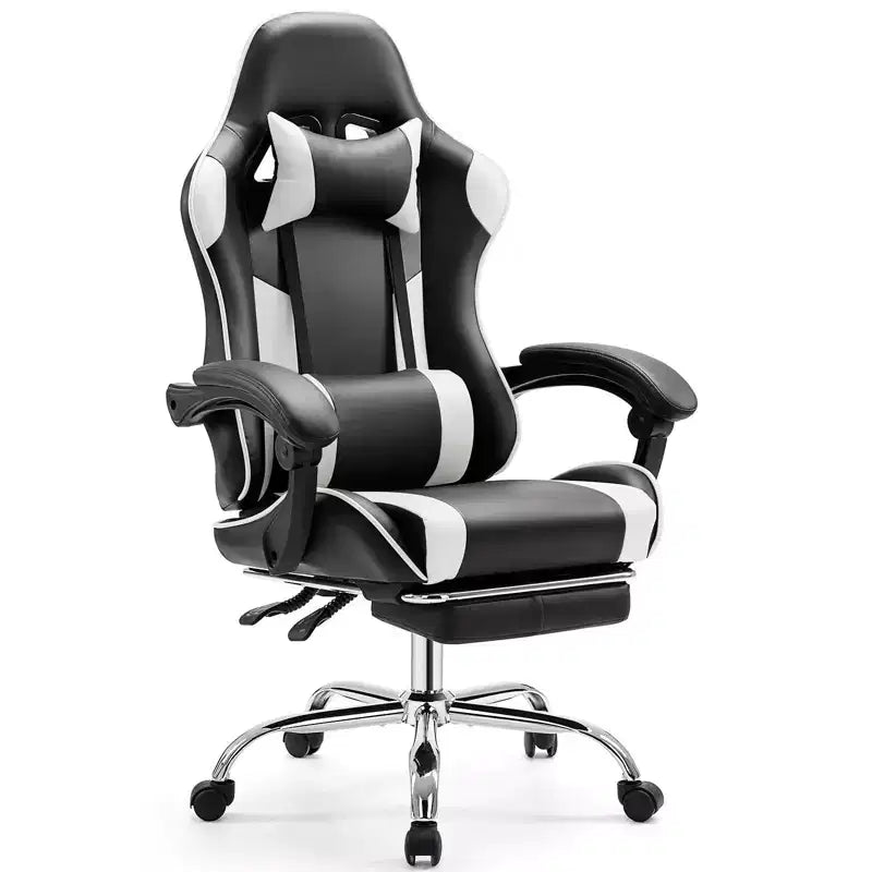 Chaise gaming ergonomique Okak avec repose-pieds et soutien lombaire, chaise d'ordinateur avec appui-tête et accoudoir, chaise à roulettes pour l'étude, le bureau