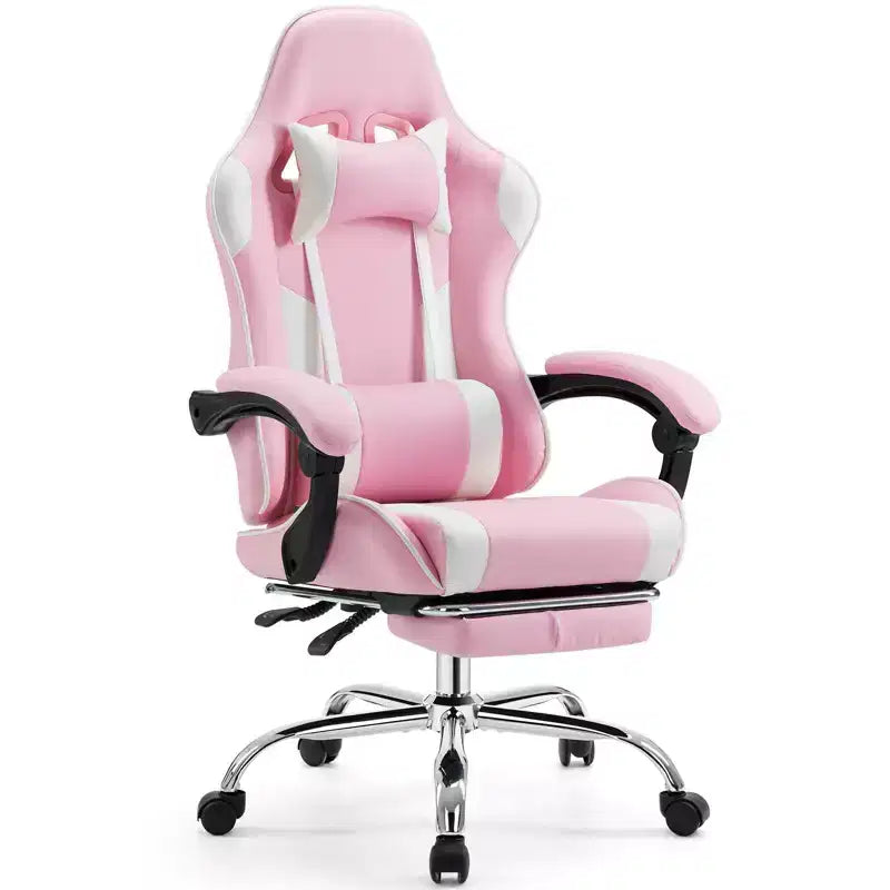 Chaise gaming ergonomique Okak avec repose-pieds et soutien lombaire, chaise d'ordinateur avec appui-tête et accoudoir, chaise à roulettes pour l'étude, le bureau