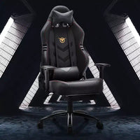 Chaise de jeu ergonomique à dossier haut Okak avec coussin appui-nuque amovible, chaise d'ordinateur avec assise rembourrée et support lombaire, chaise confortable pour la maison, noire