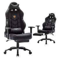 Chaise de jeu ergonomique à dossier haut Okak avec coussin appui-nuque amovible, chaise d'ordinateur avec assise rembourrée et support lombaire, chaise confortable pour la maison, noire