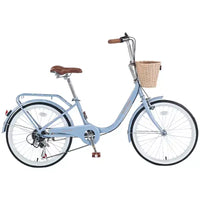 Vélos Cruiser Okak 22" avec panier avant, vélo pour filles avec cadre en acier, freins en V et selles confort, vélo adulte pour filles et femmes