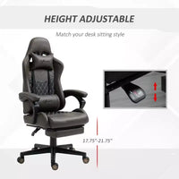 Chaise de Bureau et Gaming Fauteuil Gamer en Cuir PU Diamant, Dossier Haut, Fauteuil Inclinable Pivotant avec Repose-Pieds, Support Lombaire, Hauteur Réglable