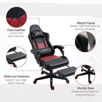 Chaise de Bureau et Gaming Fauteuil Gamer en Cuir PU Diamant, Dossier Haut, Fauteuil Inclinable Pivotant avec Repose-Pieds, Support Lombaire, Hauteur Réglable