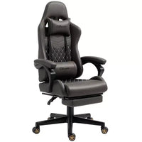 Chaise de Bureau et Gaming Fauteuil Gamer en Cuir PU Diamant, Dossier Haut, Fauteuil Inclinable Pivotant avec Repose-Pieds, Support Lombaire, Hauteur Réglable