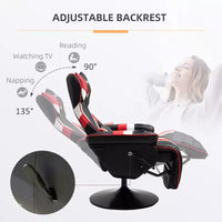 Fauteuil de gamer, Inclinable Style Racing avec Support Lombaire, Repose-Pieds et Porte-Gobelet/Blanc/Rouge