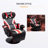 Fauteuil de gamer, Inclinable Style Racing avec Support Lombaire, Repose-Pieds et Porte-Gobelet/Blanc/Rouge
