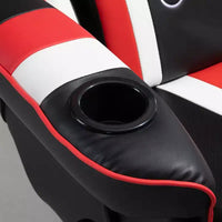 Fauteuil de gamer, Inclinable Style Racing avec Support Lombaire, Repose-Pieds et Porte-Gobelet/Blanc/Rouge