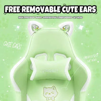 Chaise de jeu pivotante Okak Modern Cute Cat avec coussin lombaire patte, chaise d'ordinateur ergonomique haute pour adultes