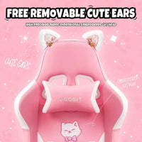 Chaise de jeu pivotante Okak Modern Cute Cat avec coussin lombaire patte, chaise d'ordinateur ergonomique haute pour adultes