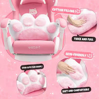 Chaise de jeu pivotante Okak Modern Cute Cat avec coussin lombaire patte, chaise d'ordinateur ergonomique haute pour adultes