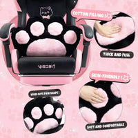 Chaise de jeu pivotante Okak Modern Cute Cat avec coussin lombaire patte, chaise d'ordinateur ergonomique haute pour adultes