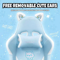 Chaise de jeu pivotante Okak Modern Cute Cat avec coussin lombaire patte, chaise d'ordinateur ergonomique haute pour adultes