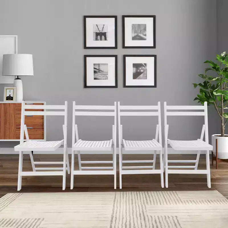 Chaise pliante à lattes en bois pour événements spéciaux - Blanche, lot de 4, CHAISE PLIANTE, STYLE PLIABLE