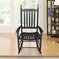 Fauteuil à bascule de véranda en bois NOIR, sans tapis