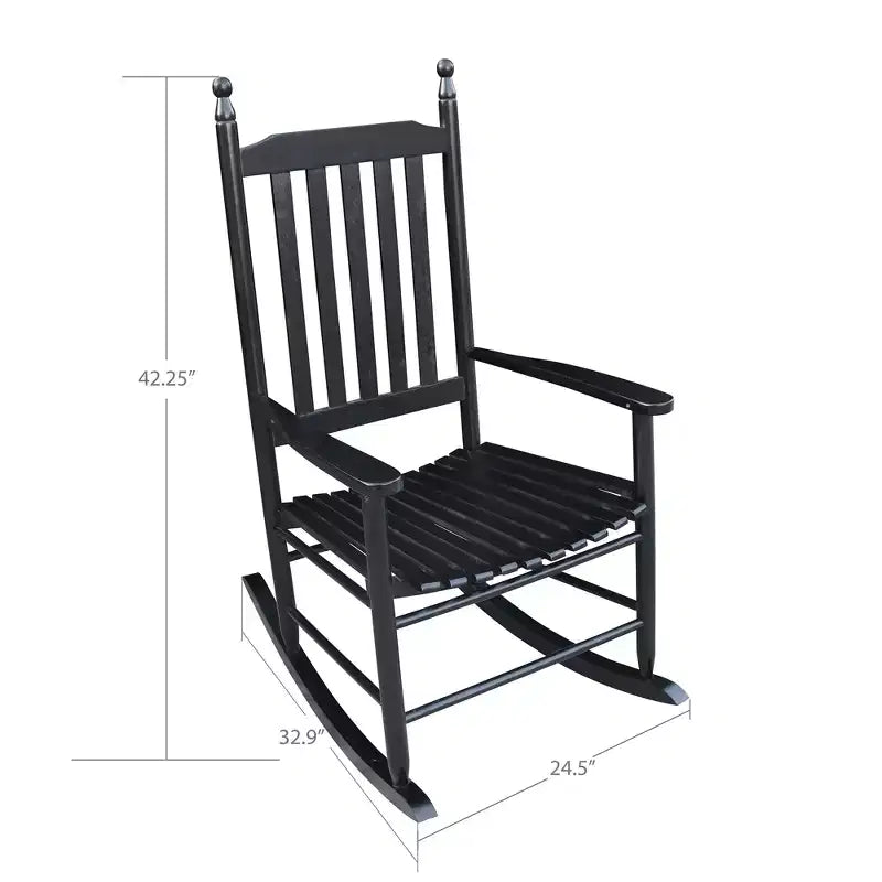 Fauteuil à bascule de véranda en bois NOIR, sans tapis