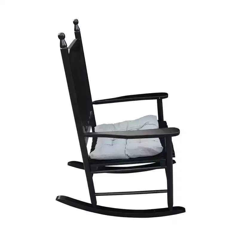 Fauteuil à bascule de véranda en bois NOIR, sans tapis