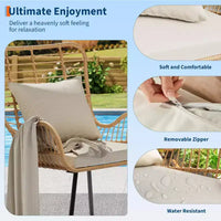 Lot de 2 chaises en osier d'extérieur, chaises de patio en osier d'intérieur/extérieur, fauteuil de club toutes saisons avec coussins résistants à l'eau, style bohème, marron