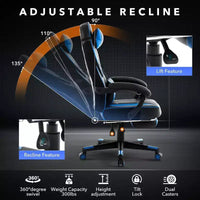 Chaise de jeu ergonomique Acekool pour adultes, cuir PU, massage lombaire, repose-pieds, réglable, pour bureau ou jeu