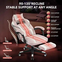 Chaise de jeu ergonomique Acekool pour adultes, cuir PU, massage lombaire, repose-pieds, réglable, pour bureau ou jeu