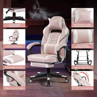 Chaise de jeu ergonomique Acekool pour adultes, cuir PU, massage lombaire, repose-pieds, réglable, pour bureau ou jeu