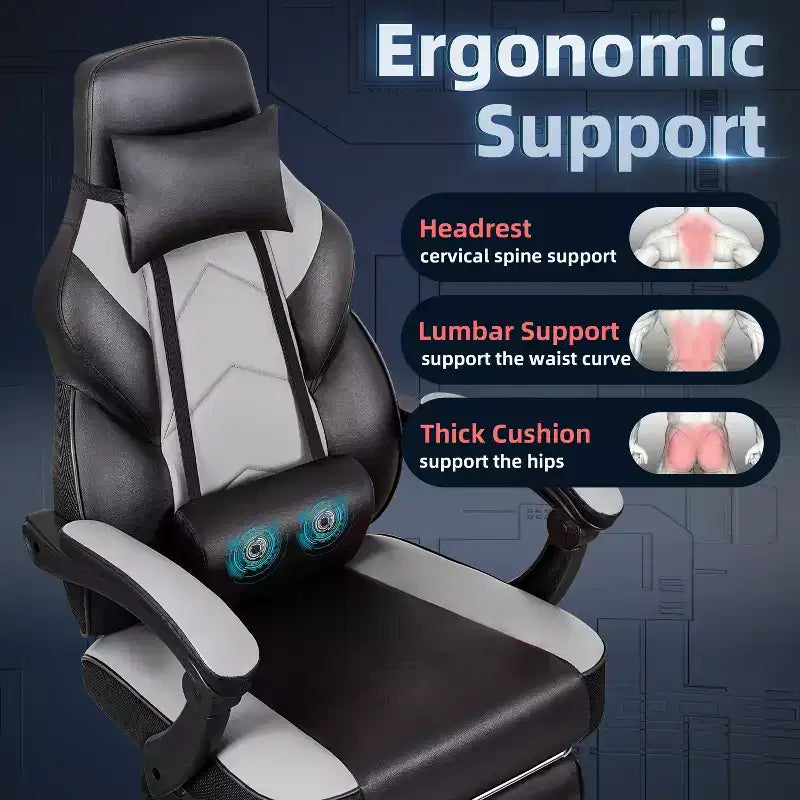Chaises gaming Celebalcony pour adultes avec repose-pieds, dossier haut, soutien lombaire de massage, chaises d'ordinateur pivotantes à 360° à hauteur réglable