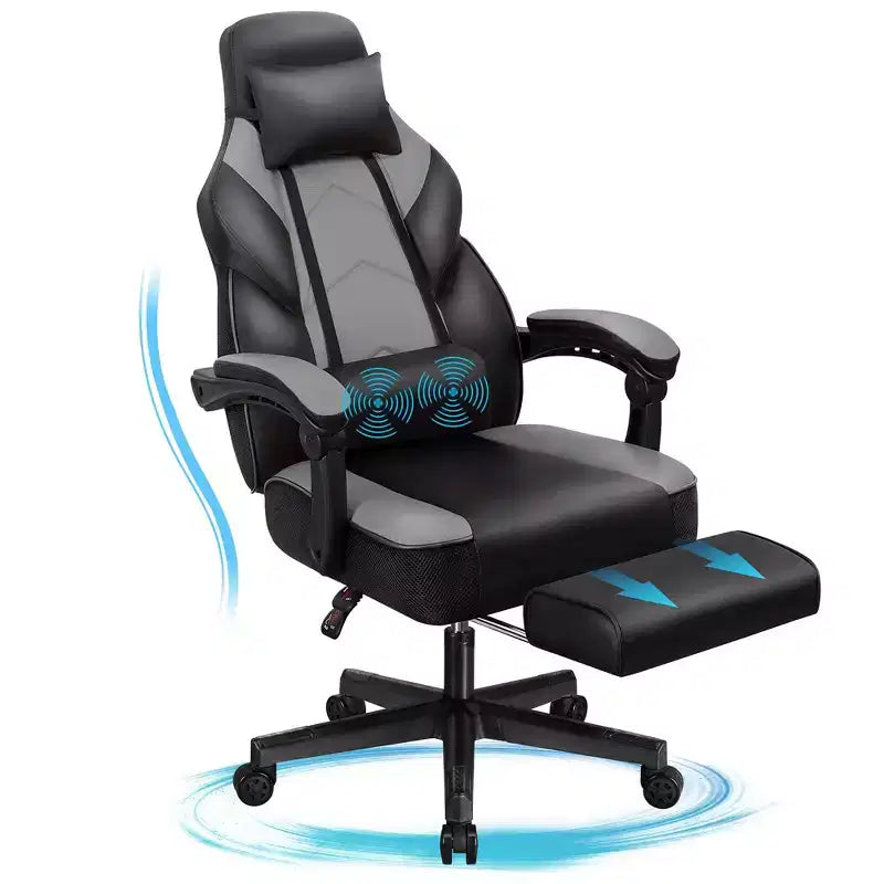 Chaises gaming Celebalcony pour adultes avec repose-pieds, dossier haut, soutien lombaire de massage, chaises d'ordinateur pivotantes à 360° à hauteur réglable