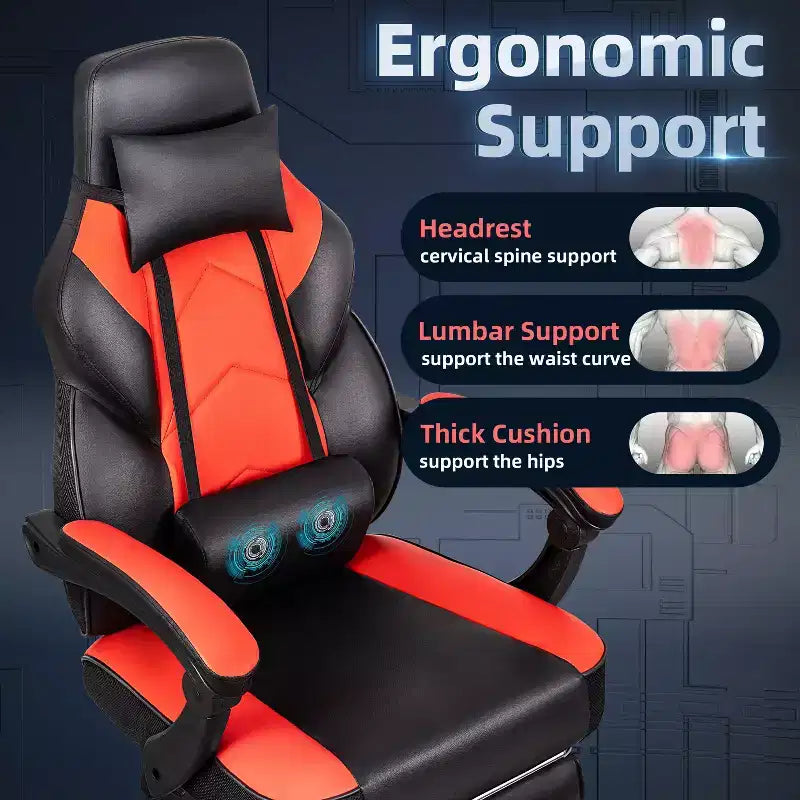 Chaises gaming Celebalcony pour adultes avec repose-pieds, dossier haut, soutien lombaire de massage, chaises d'ordinateur pivotantes à 360° à hauteur réglable