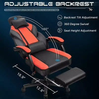 Chaises gaming Celebalcony pour adultes avec repose-pieds, dossier haut, soutien lombaire de massage, chaises d'ordinateur pivotantes à 360° à hauteur réglable