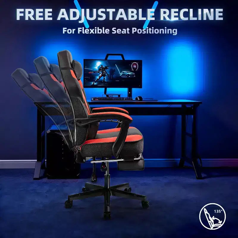 Chaises gaming Celebalcony pour adultes avec repose-pieds, dossier haut, soutien lombaire de massage, chaises d'ordinateur pivotantes à 360° à hauteur réglable