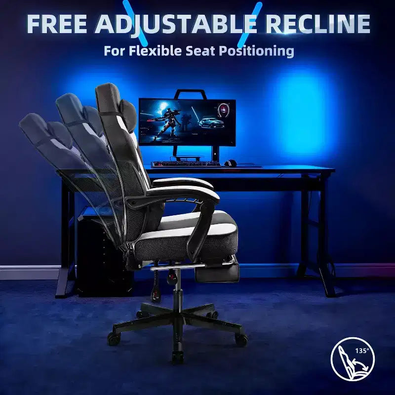 Chaises gaming Celebalcony pour adultes avec repose-pieds, dossier haut, soutien lombaire de massage, chaises d'ordinateur pivotantes à 360° à hauteur réglable