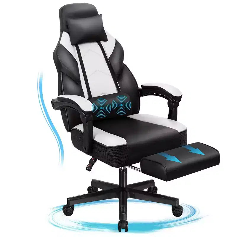 Chaises gaming Celebalcony pour adultes avec repose-pieds, dossier haut, soutien lombaire de massage, chaises d'ordinateur pivotantes à 360° à hauteur réglable