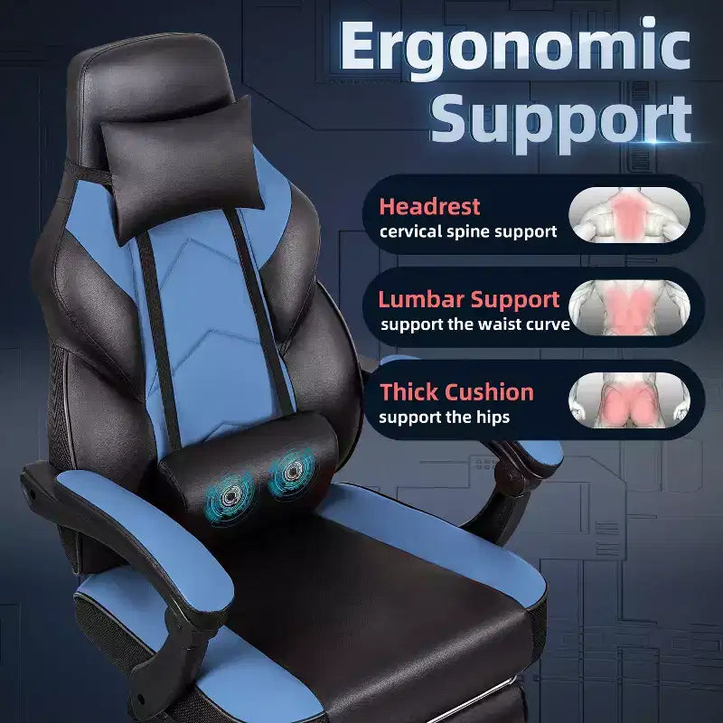 Chaises gaming Celebalcony pour adultes avec repose-pieds, dossier haut, soutien lombaire de massage, chaises d'ordinateur pivotantes à 360° à hauteur réglable