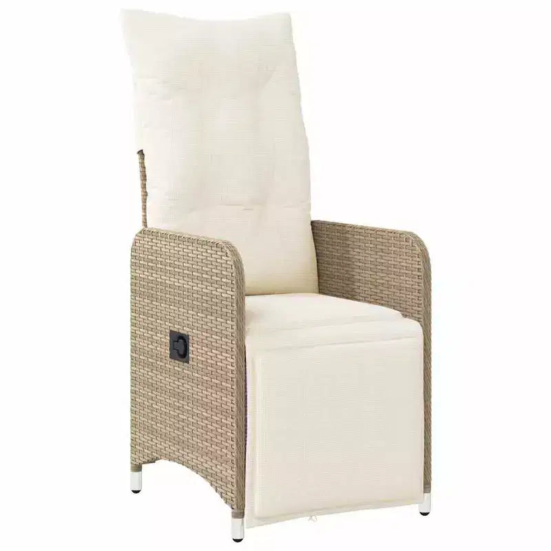 vidaXL Ensemble de bistrot Beige, Rotin PE Marron, Acier, Verre Trempé 6 places