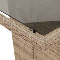 vidaXL Ensemble de bistrot Beige, Rotin PE Marron, Acier, Verre Trempé 6 places