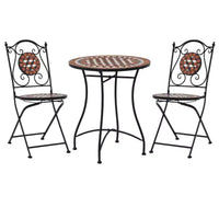 vidaXL Mosaic Bistro Set Terracotta Powder-coated iron, ceramic tile