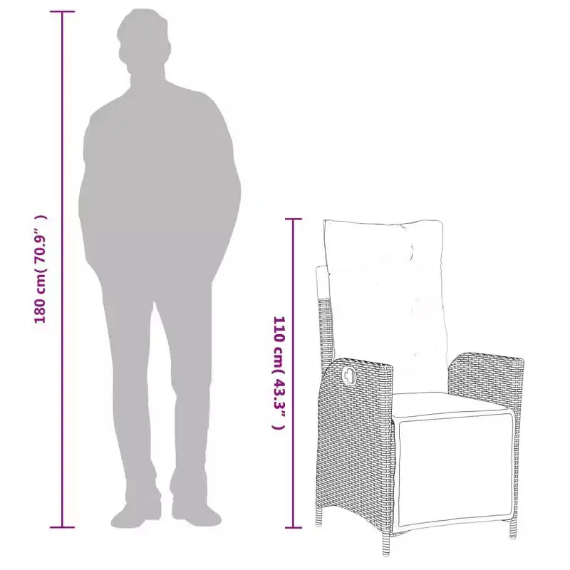 vidaXL Ensemble de bistro 3 pièces avec coussins en résine tressée marron